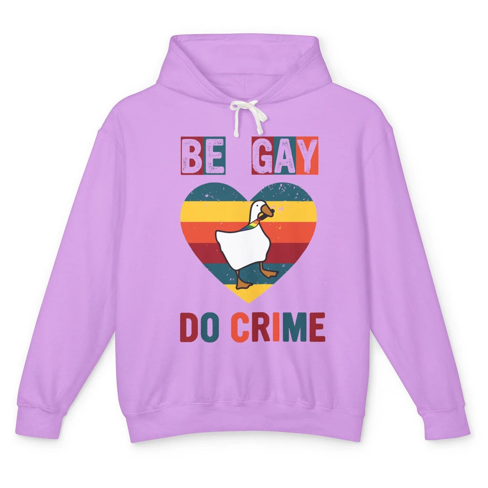 Vintage Duck Rainbow Be Gay Do Crime LGBTQ Community Rights Unisex Lightweight Hoodie