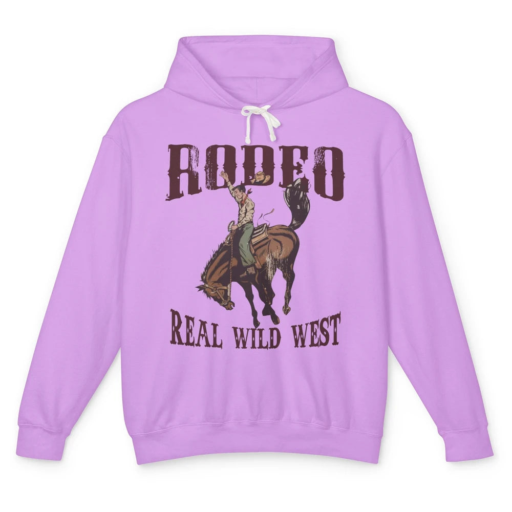 Retro Cowboy Hold Your Horses Real Wild West Country Cowgirl Unisex Lightweight Hoodie