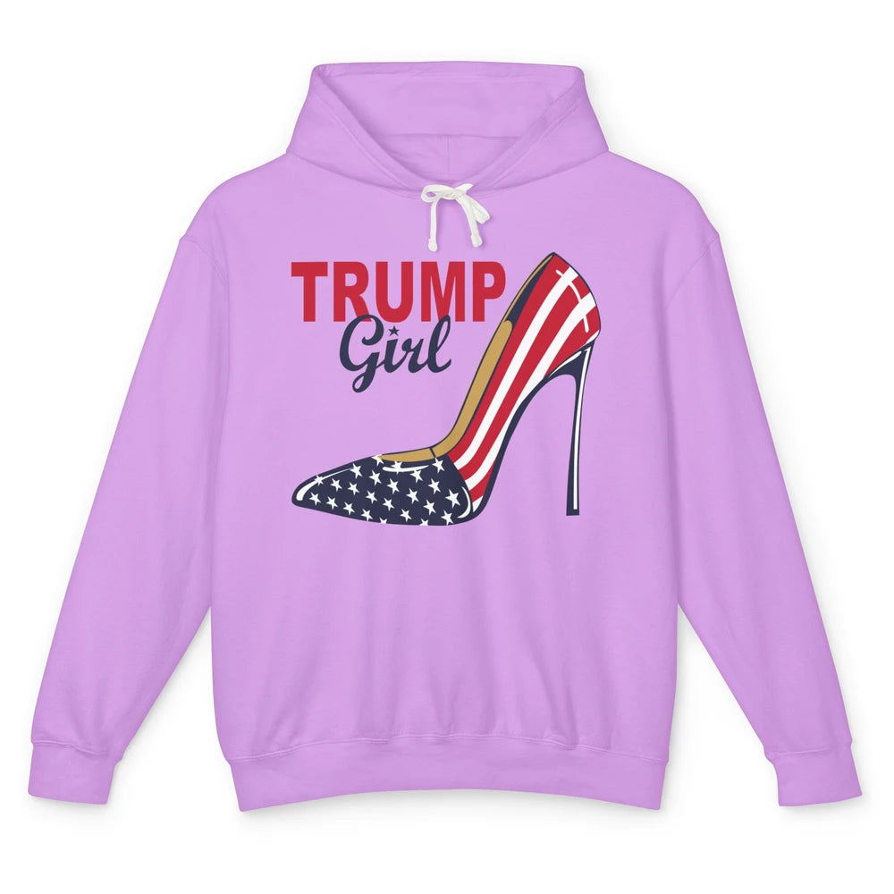 Trump Girl American Flag High Heels Republican Trump Support Unisex Lightweight Hoodie