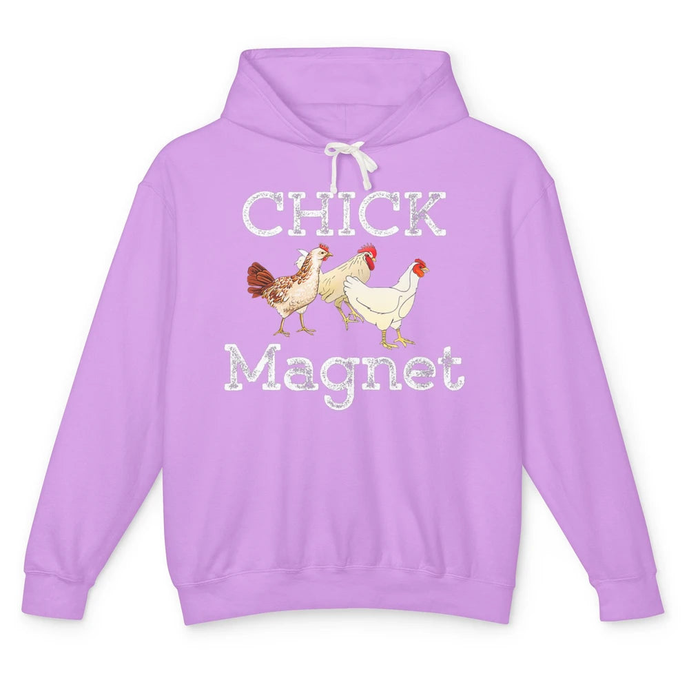 Funny Chicken Magnet Retro Farm Farmer Rooster Farming Chick Unisex Lightweight Hoodie