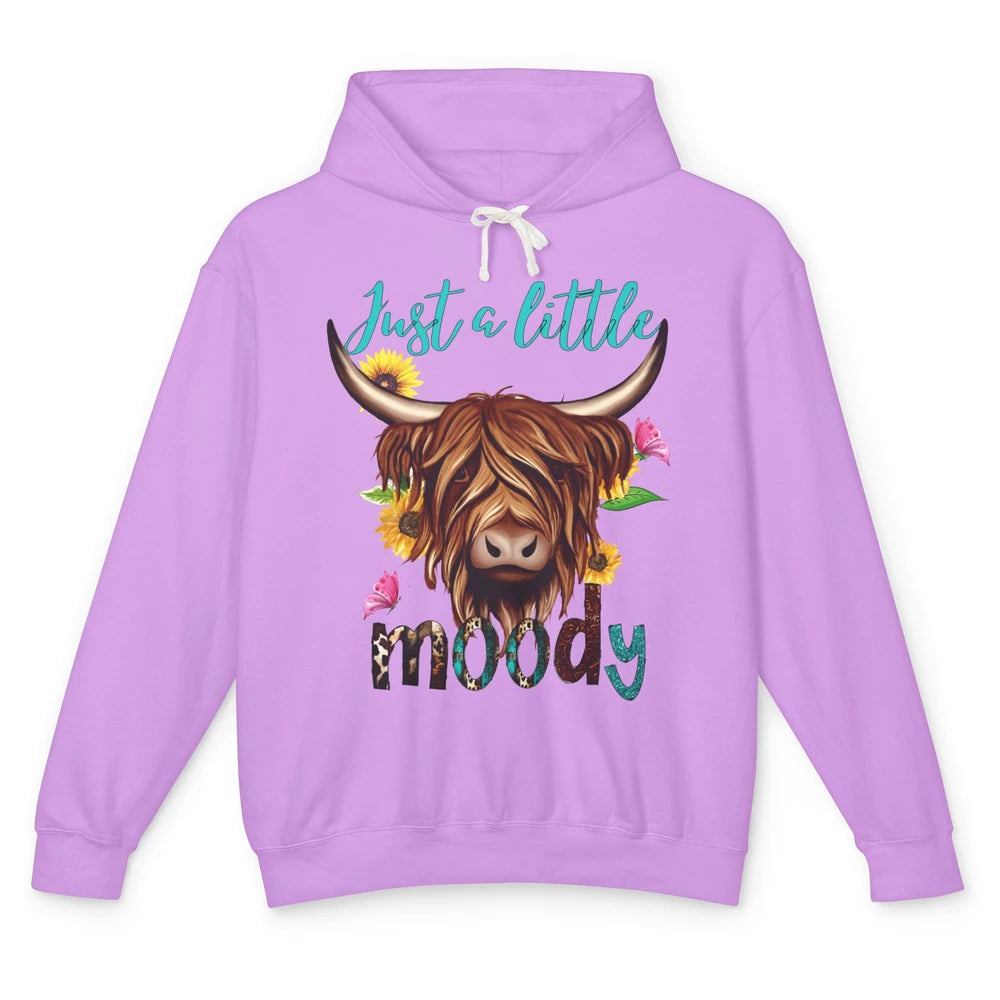 Funny Heifer Cow Just A Little Moody Leopard Western Country Unisex Lightweight Hoodie