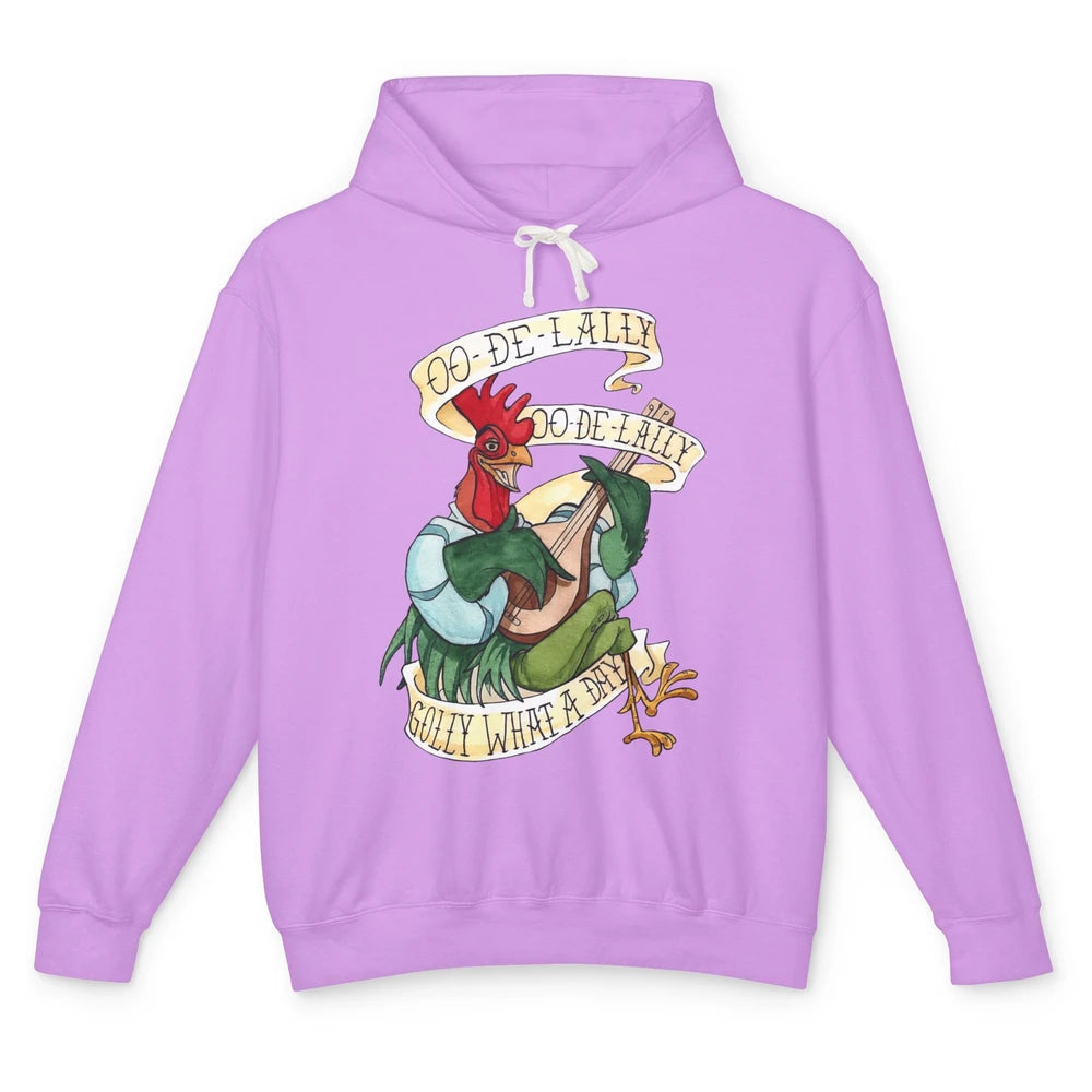 Funny Chicken Rooster Play Banjo What A Day Musician Rooster Unisex Lightweight Hoodie