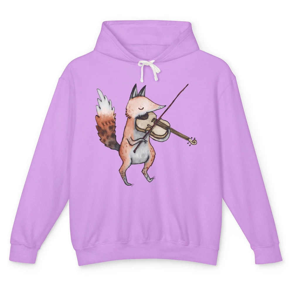 Vintage Fox Playing Violin Funny Violinist Musician Gift Unisex Lightweight Hoodie