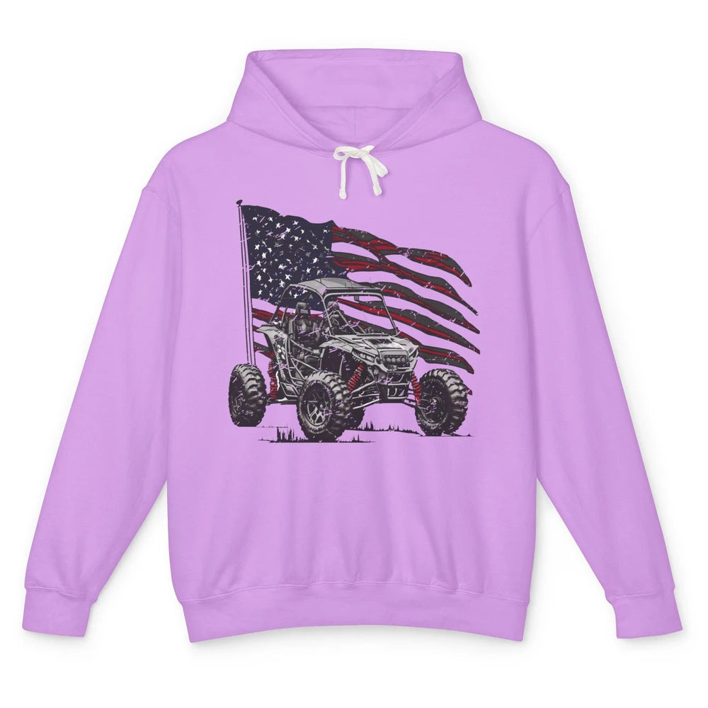 US Flag ATV UTV Rider July 4th American Patriotic Mud Riding Unisex Lightweight Hoodie