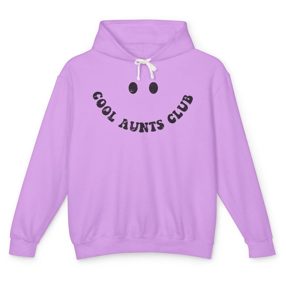 Retro Cool Aunts Club Funny Smiling Face Auntie Sister Unisex Lightweight Hoodie