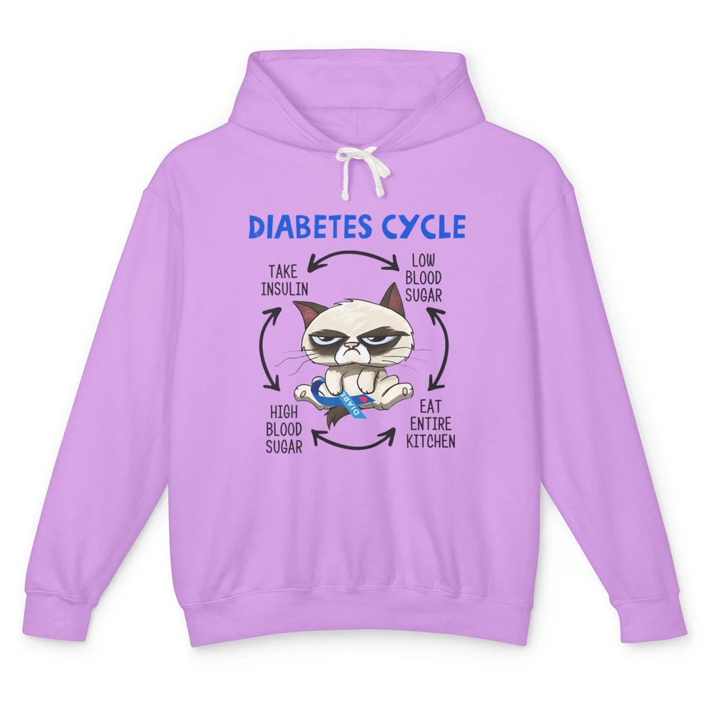 Diabetes Cycle Funny Cat Awareness Insulin Grumpy Warrior Unisex Lightweight Hoodie