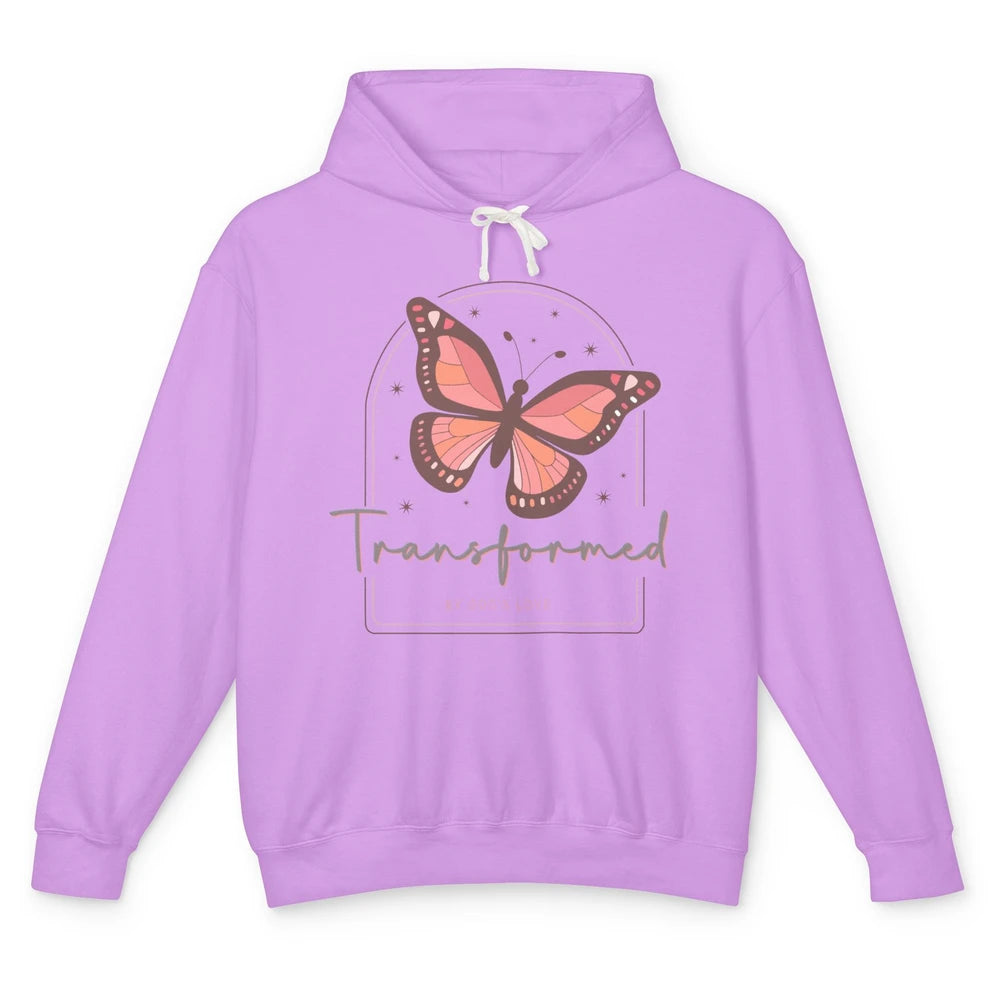 Transformed By God's Love Butterfly Faith Christian Jesus Unisex Lightweight Hoodie