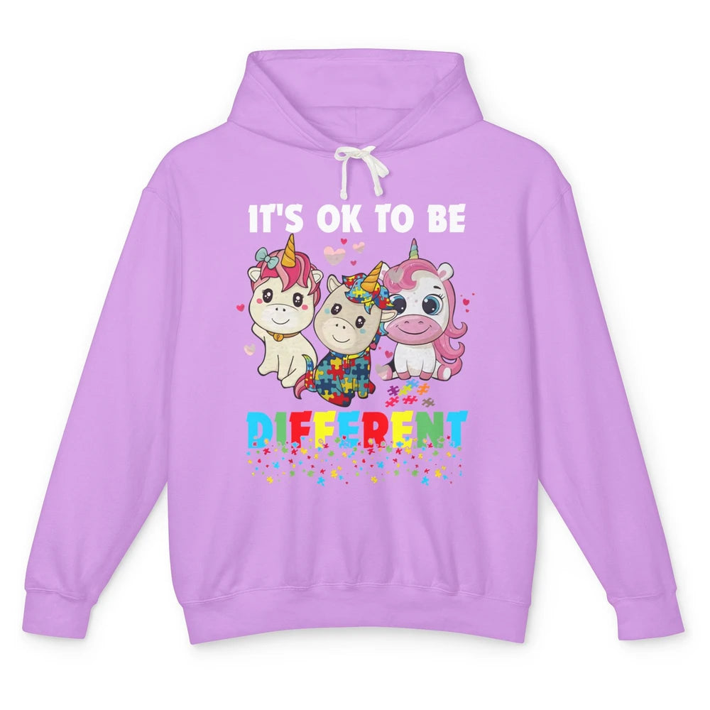 Autism Awareness Puzzles Baby Unicorn Okay To Be Different Unisex Lightweight Hoodie