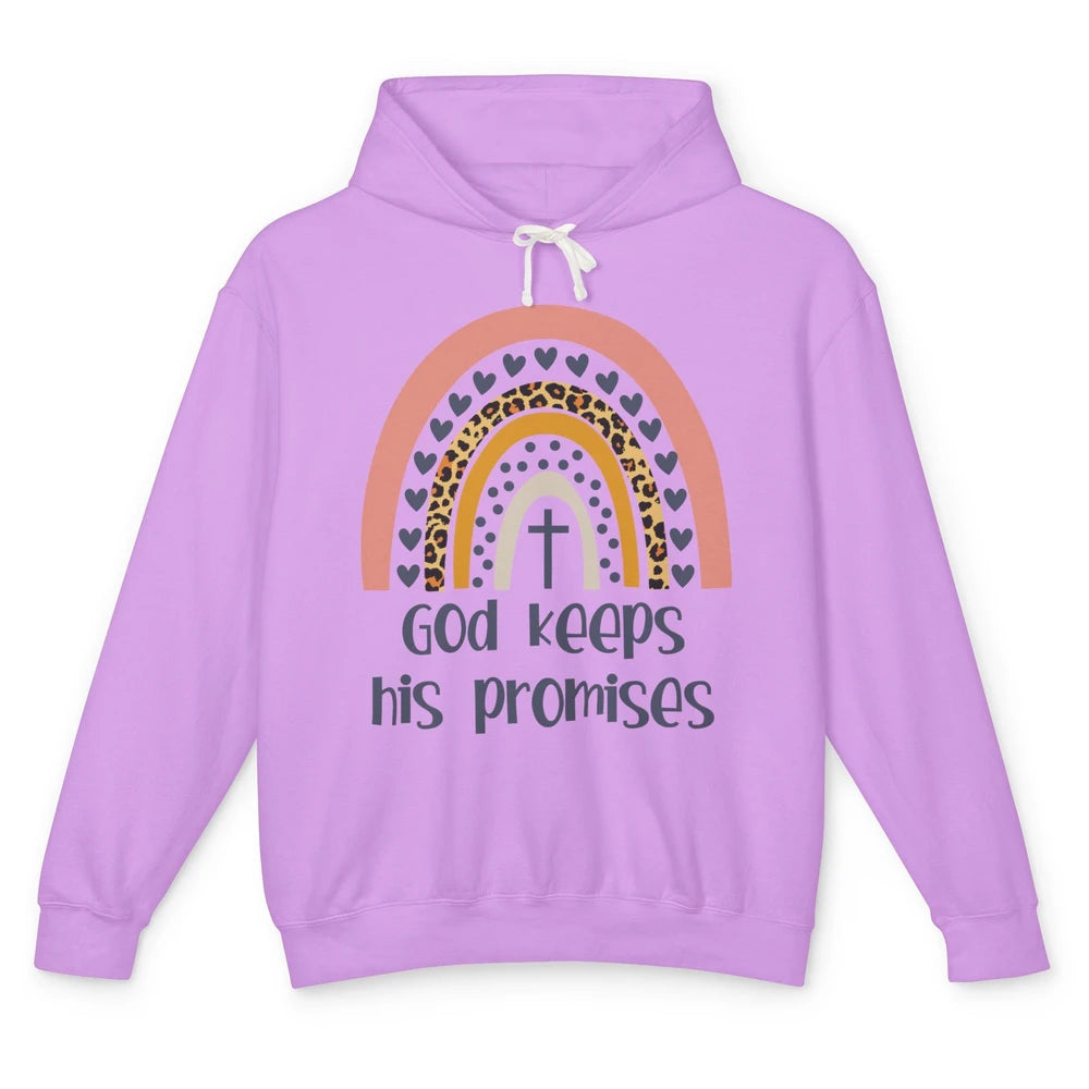 Leopard Rainbow God Keeps His Promises Christian Religious Unisex Lightweight Hoodie