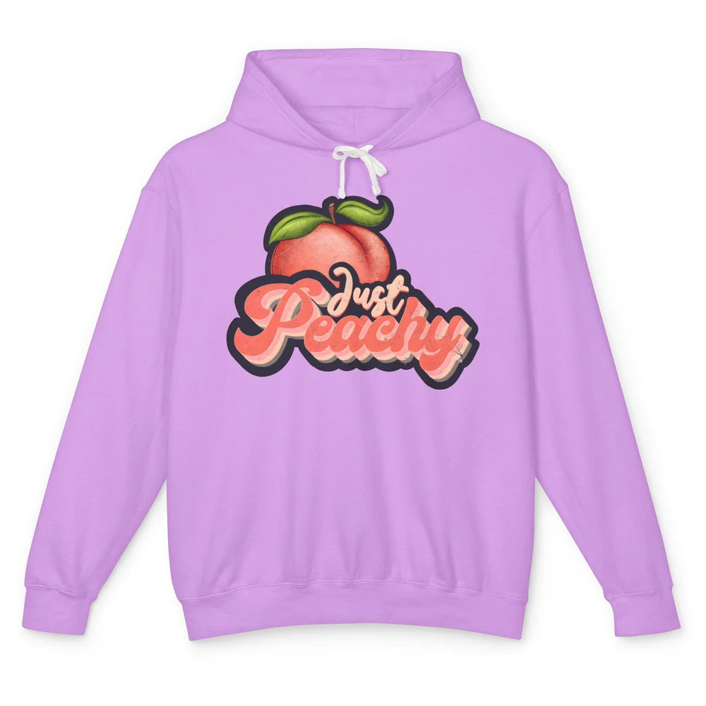 Funny Retro Just Peachy 70s Positive Peaches Summer Fruit Unisex Lightweight Hoodie