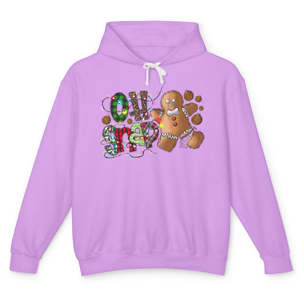 Funny Gingerbread Broken Oh Snap Western Christmas Leopard Unisex Lightweight Hoodie