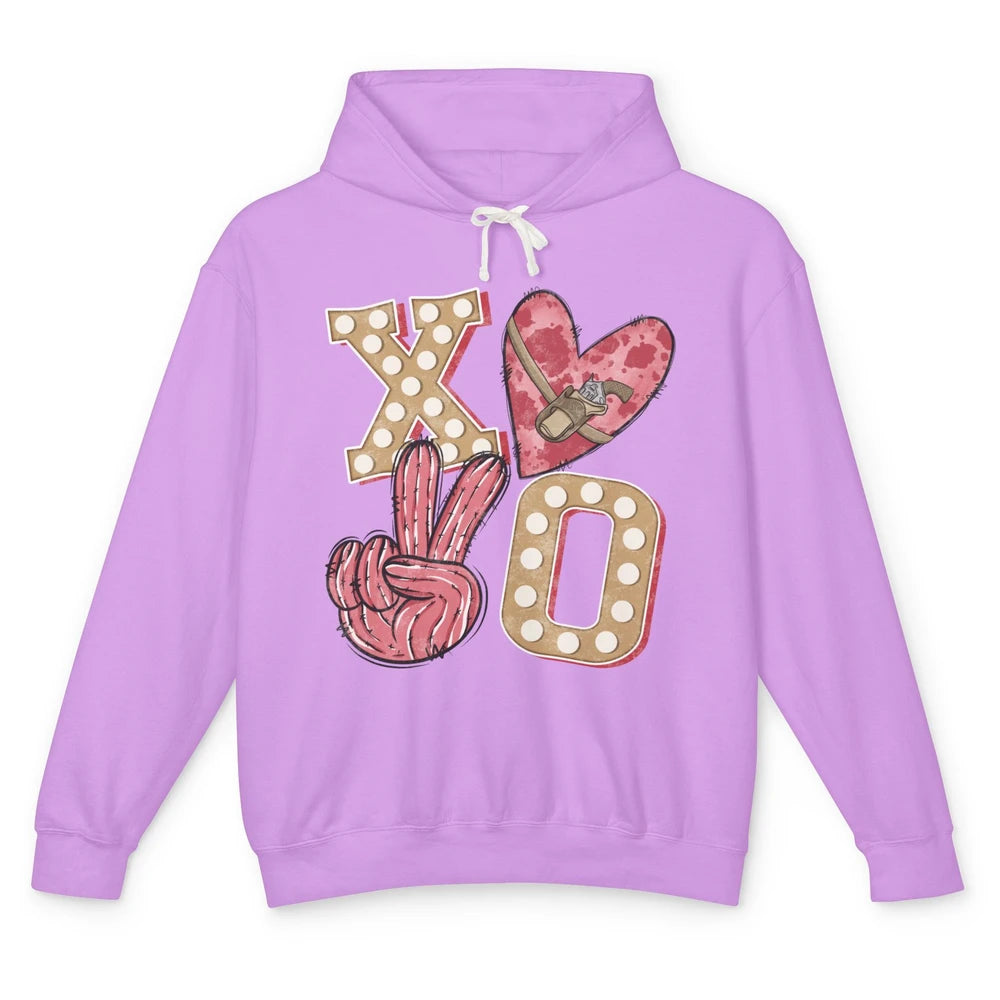 XOXO Hugs And Kisses Leopard Heart Cowboy Love Rodeo Western Country Unisex Lightweight Hoodie