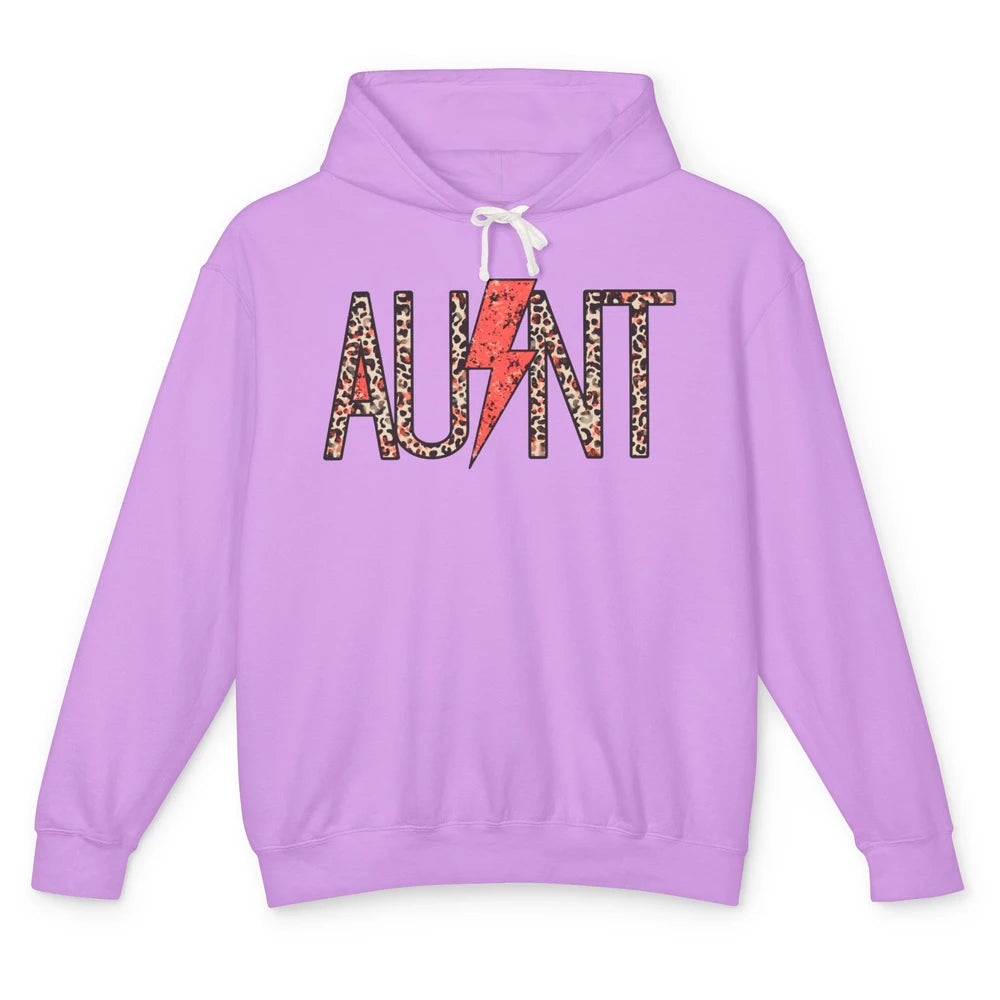 Retro Leopard Aunt Lightning Bolt Western Country Auntie Unisex Lightweight Hoodie