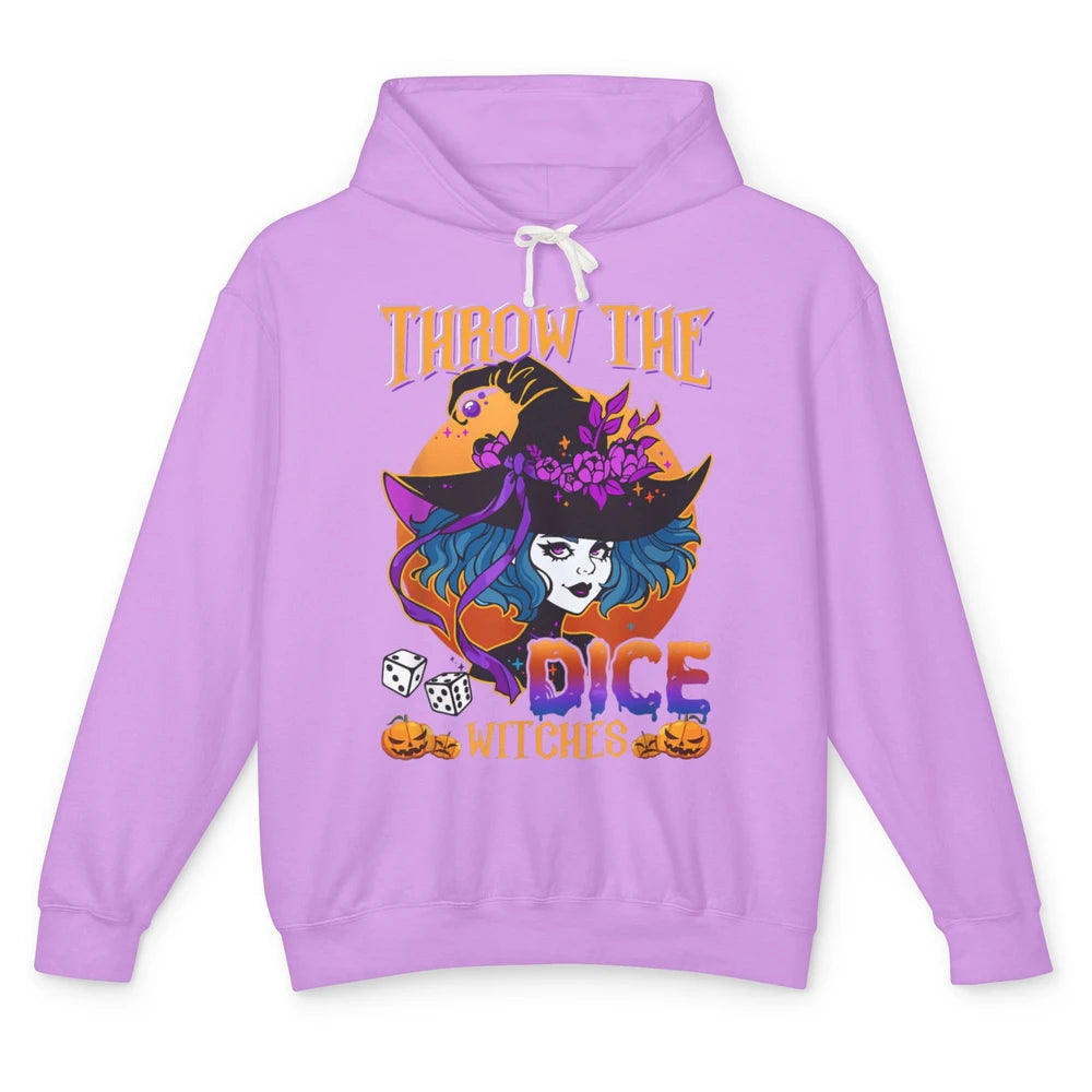 Retro Throw The Dice Witches Bunco Halloween Pumpkin Gothic Unisex Lightweight Hoodie