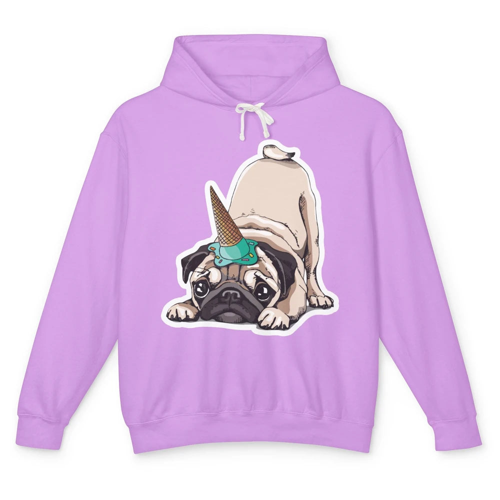 Puppy Pugs Funny Unicorn Pug Dog Lovers Gift Cute Pug Dog Unisex Lightweight Hoodie