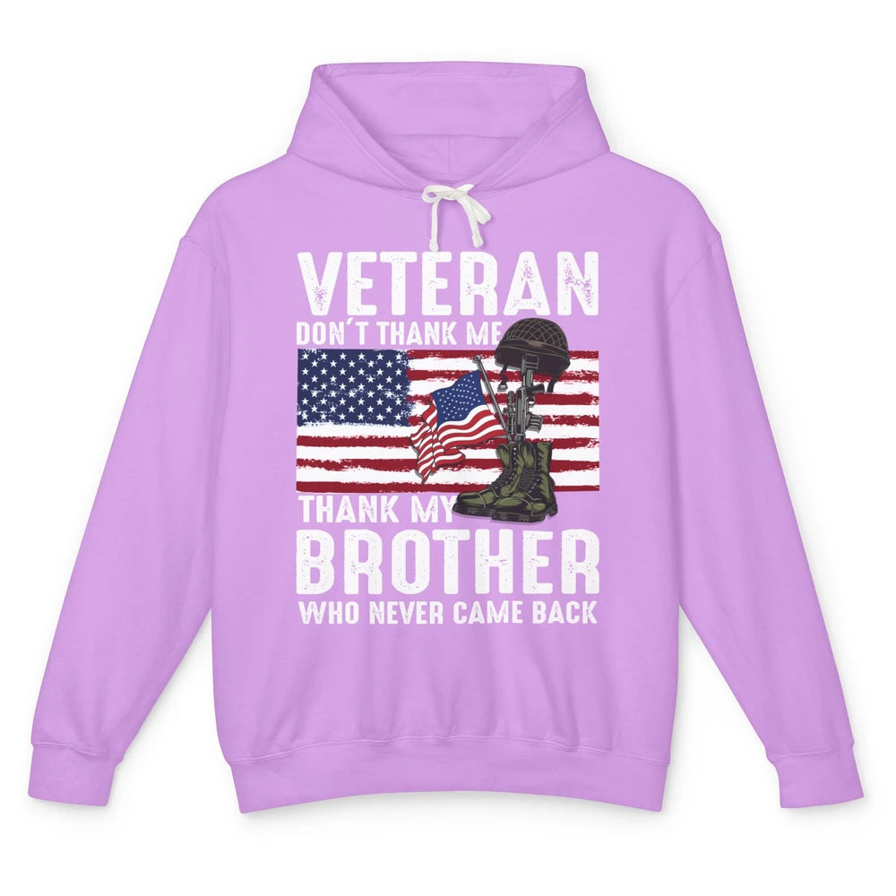 US Flag Veteran Combat Boots Thank Brothers Who Never Came Unisex Lightweight Hoodie