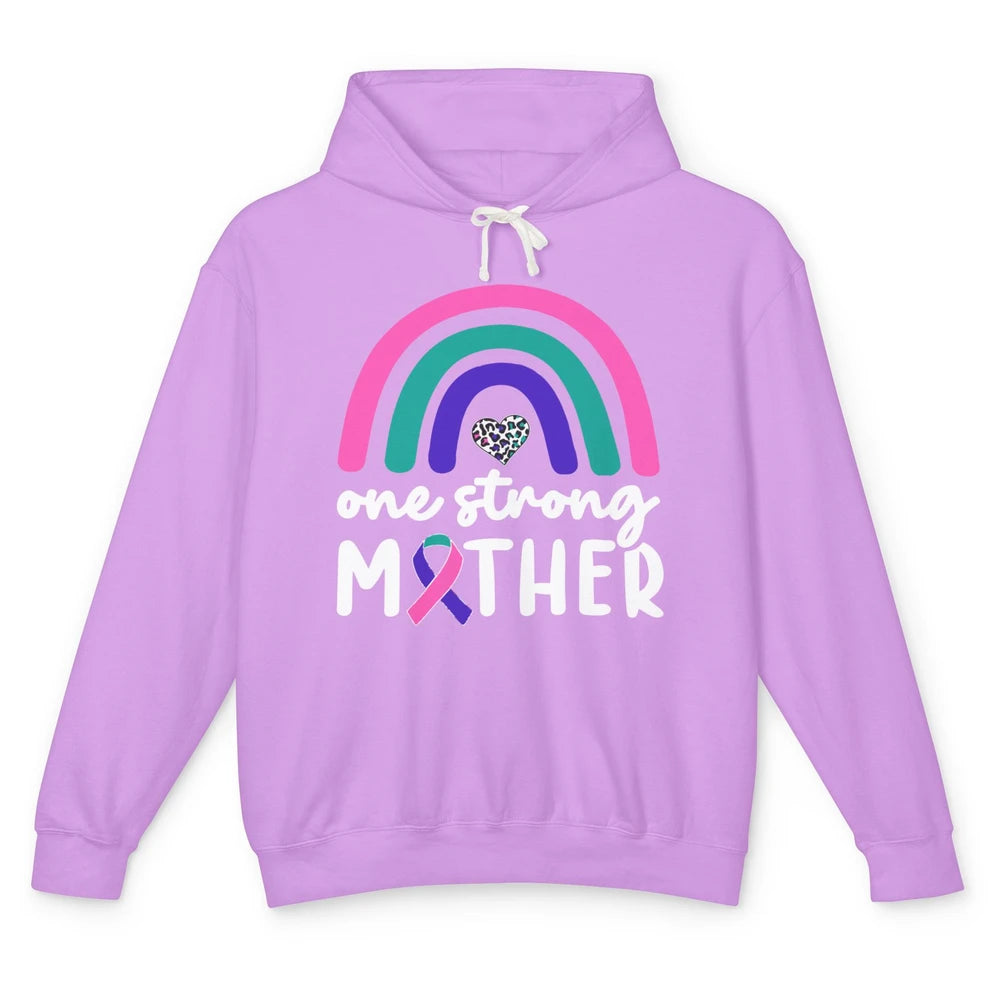 One Strong Mother Teal Rainbow Warrior Thyroid Cancer Month Unisex Lightweight Hoodie