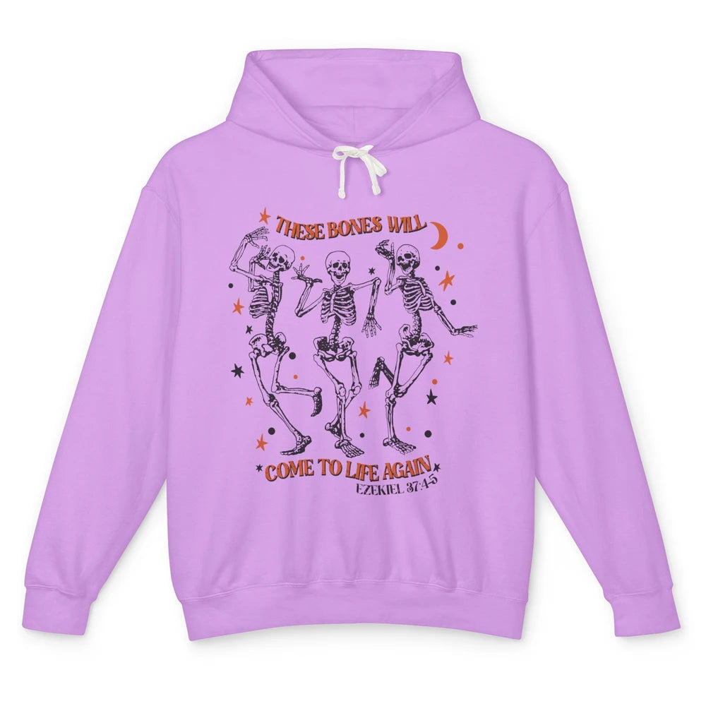 Dancing Skeleton Dry Bones Come Alive Bible Verse Christian Unisex Lightweight Hoodie