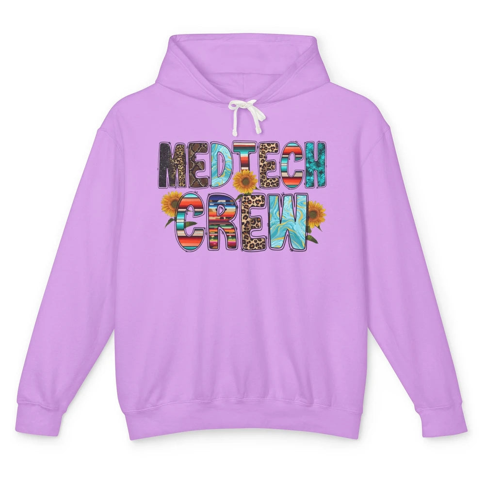 Leopard Sunflower Med Tech Crew Medical Nurse Western Nurse Unisex Lightweight Hoodie