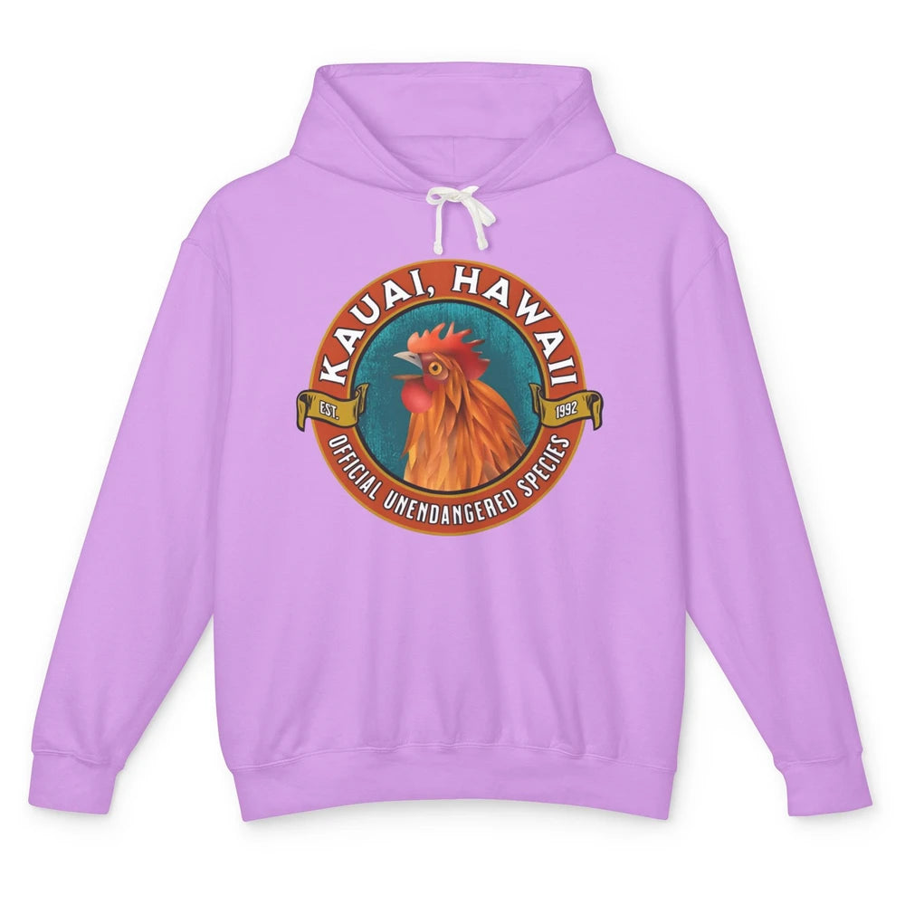 Funny Chicken Rooster Kauai Hawaii Unendangered Species Unisex Lightweight Hoodie