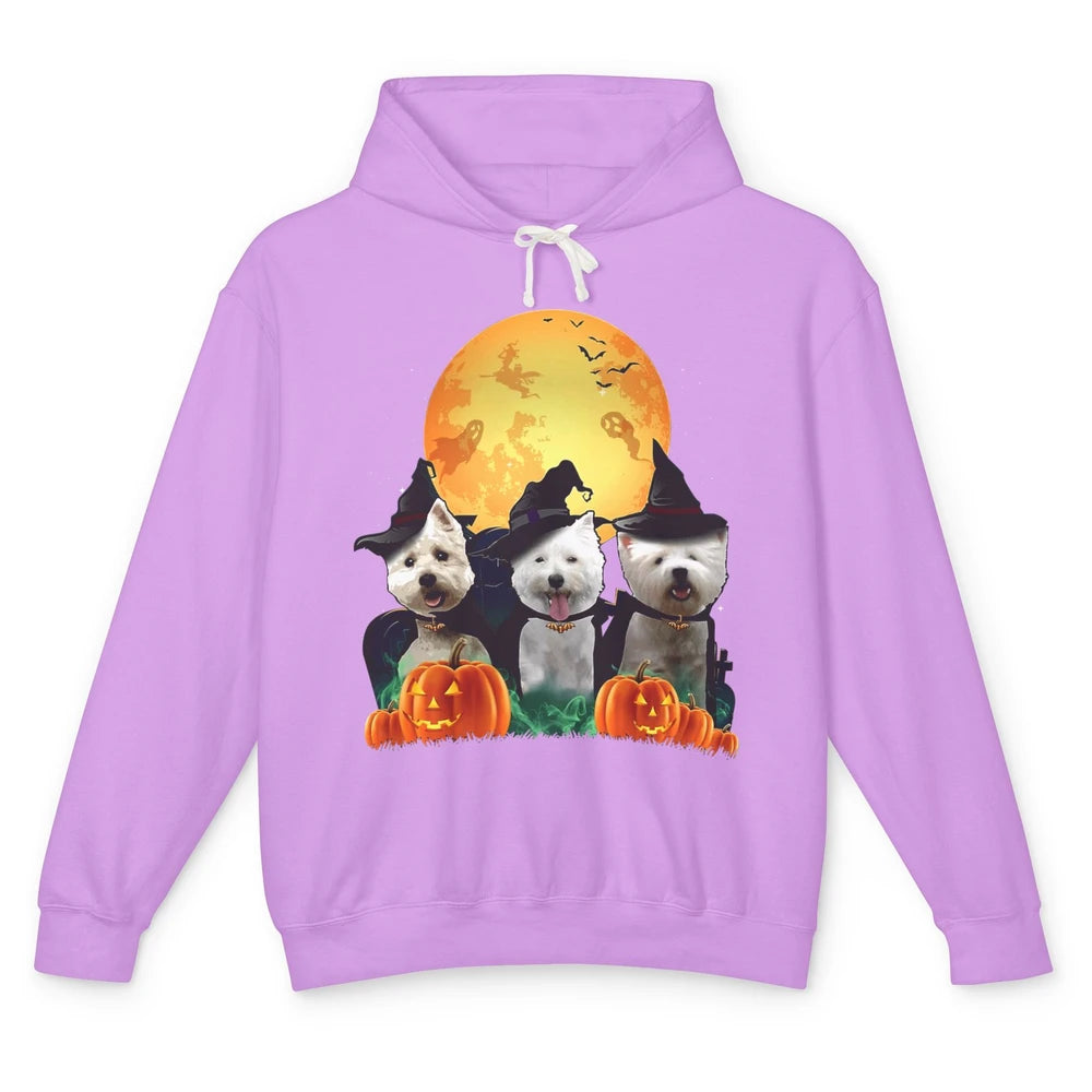 Westie Witch Pumpkin Jack-o-lantern Halloween Dog Mom Gift Unisex Lightweight Hoodie