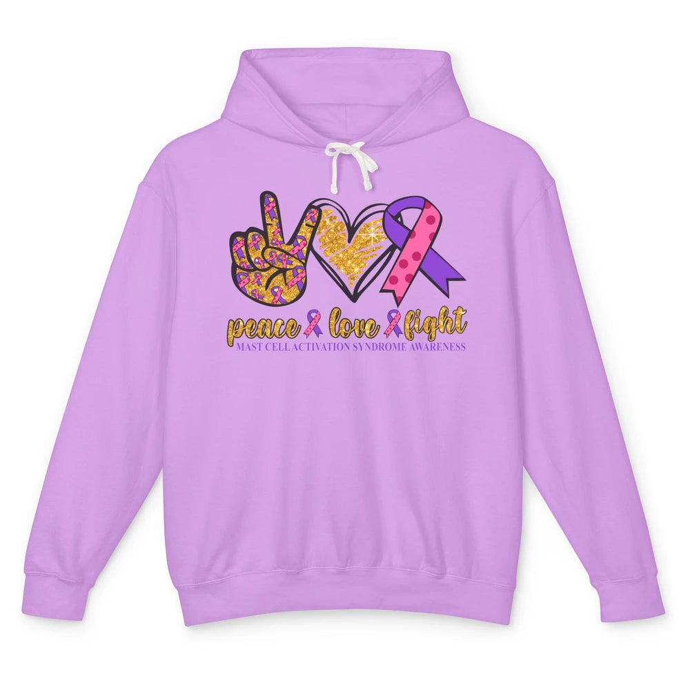 Mast Cell Activation Syndrome Awareness Peace Love Fight Unisex Lightweight Hoodie