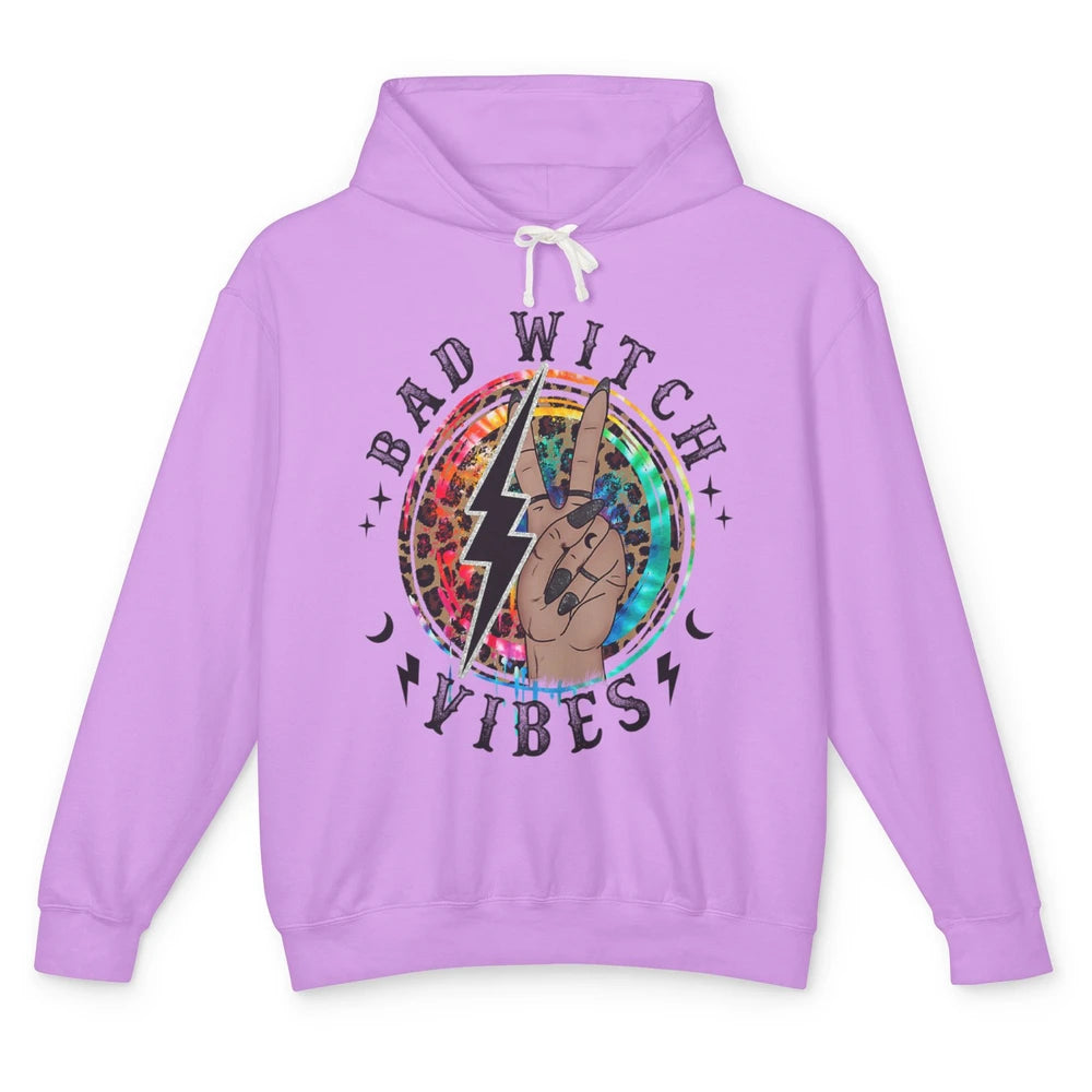 Leopard Witches Hand Bad Witch Vibes Witchy Halloween Spooky Unisex Lightweight Hoodie