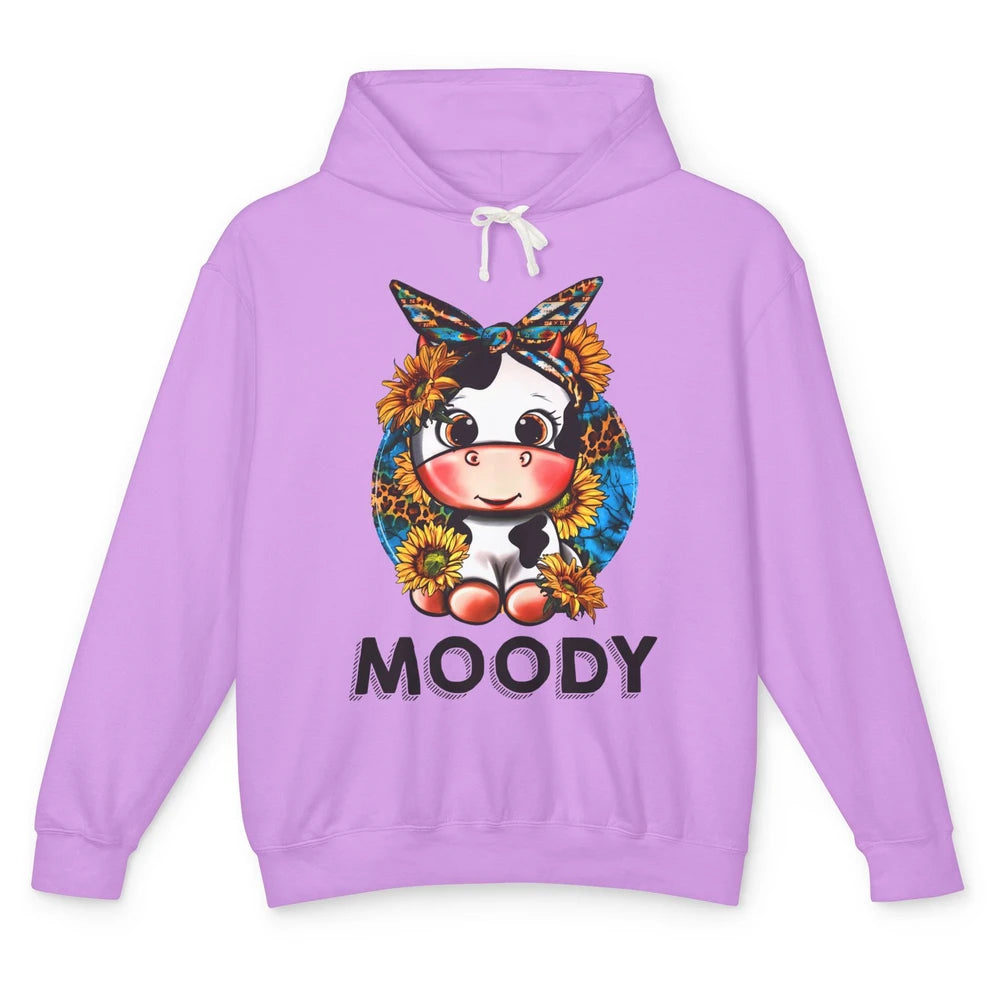 Sunflower Baby Cow Moody Highland Cow Heifer Western Cattle Unisex Lightweight Hoodie