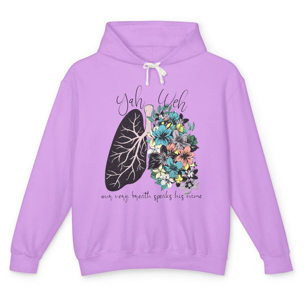 Floral Lung Our Very Breath Speaks His Name YHWH Christian Unisex Lightweight Hoodie