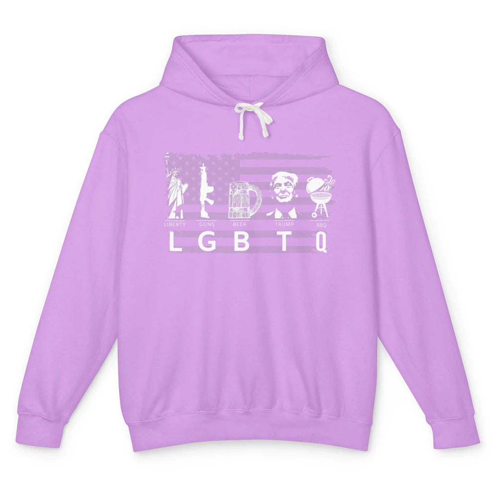 Funny Support LGBTQ Liberty Guns Beer Vote 2024 Republican Unisex Lightweight Hoodie