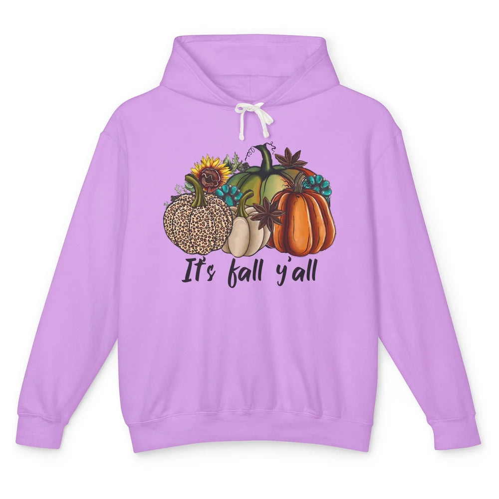 Leopard Pumpkin It's Fall Yall Fall Leaves Western Autumn Unisex Lightweight Hoodie