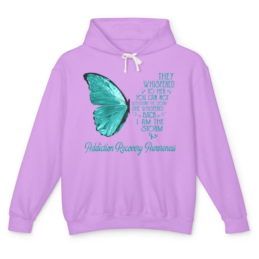 Addiction Recovery Awareness Ribbon Butterfly I'm The Storm Unisex Lightweight Hoodie