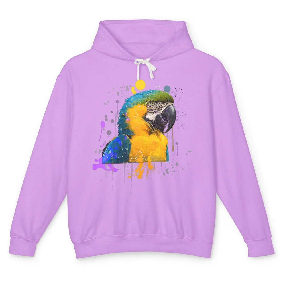 Funny Watercolor Blue And Gold Macaw Parrot Bird Face Flight Unisex Lightweight Hoodie