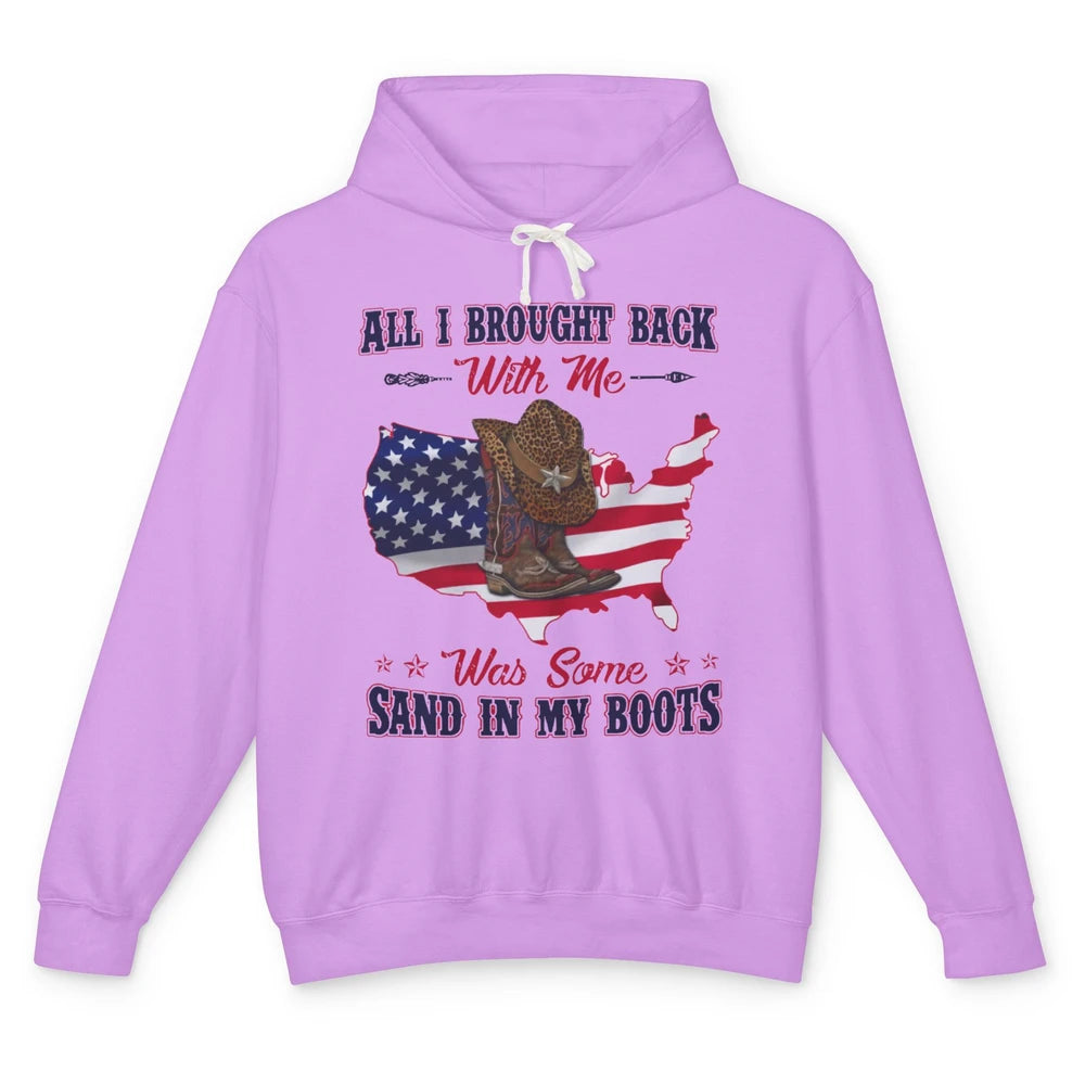 US Flag Cowboy Boots Sand In My Boot Western Country Cowgirl Unisex Lightweight Hoodie