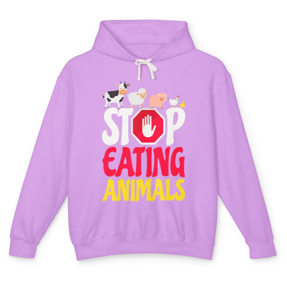 Stop Eating Animal Vegetable Minimal Vegan Healthy Lifestyle Unisex Lightweight Hoodie