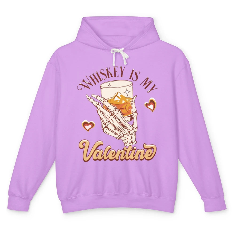 Whiskey is My Valentine Western Drinking Skeleton Valentine Unisex Lightweight Hoodie