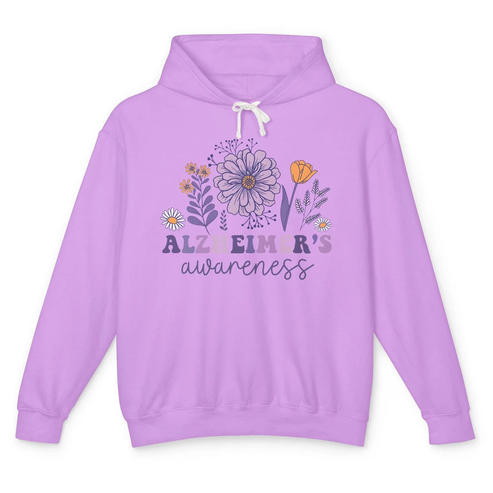 Alzheimer's Awareness Wildflower Dementia Inspirational Gift Unisex Lightweight Hoodie