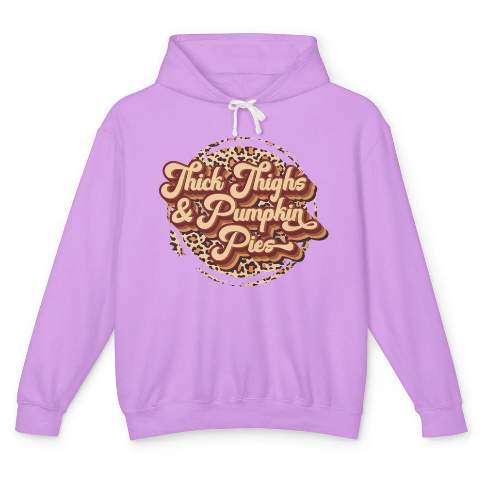 Leopard Thick Thighs and Pumpkin Pie Thanksgiving Halloween Unisex Lightweight Hoodie