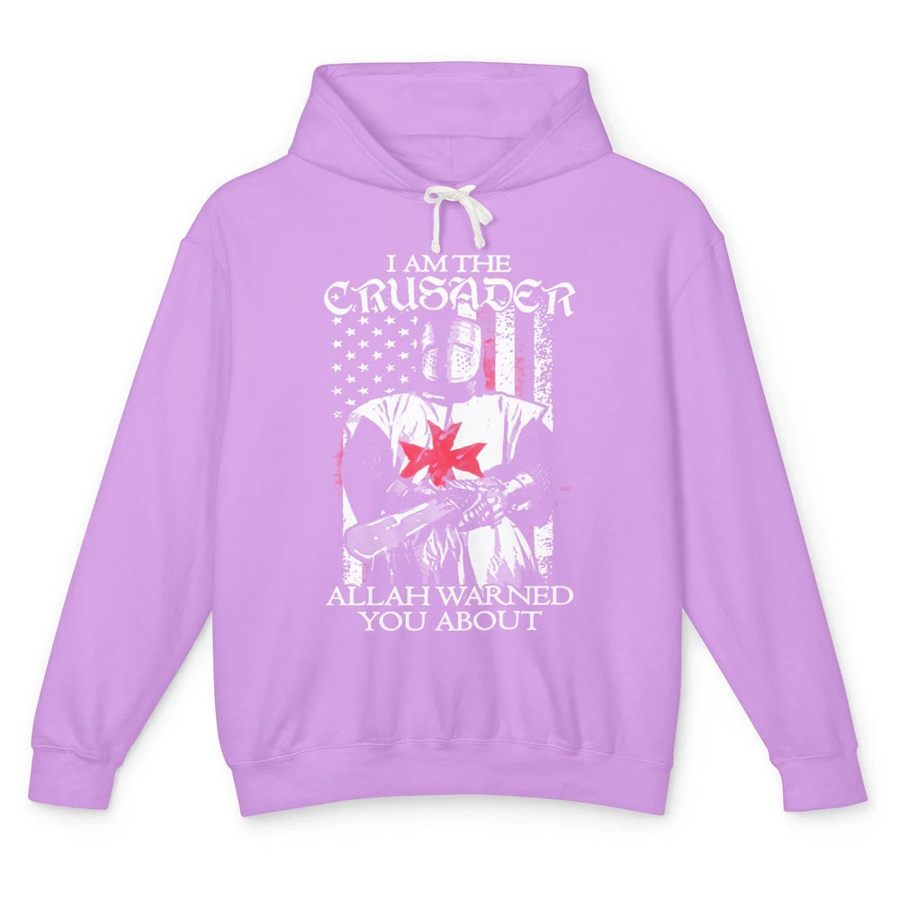 US Flag Knight Templar I'm Crusader Allah Warned You About Unisex Lightweight Hoodie