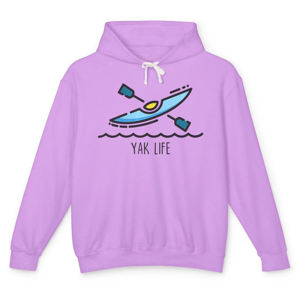 Yak Life Sunset Kayak Kayaking Retro 70s Paddling Outdoor Unisex Lightweight Hoodie