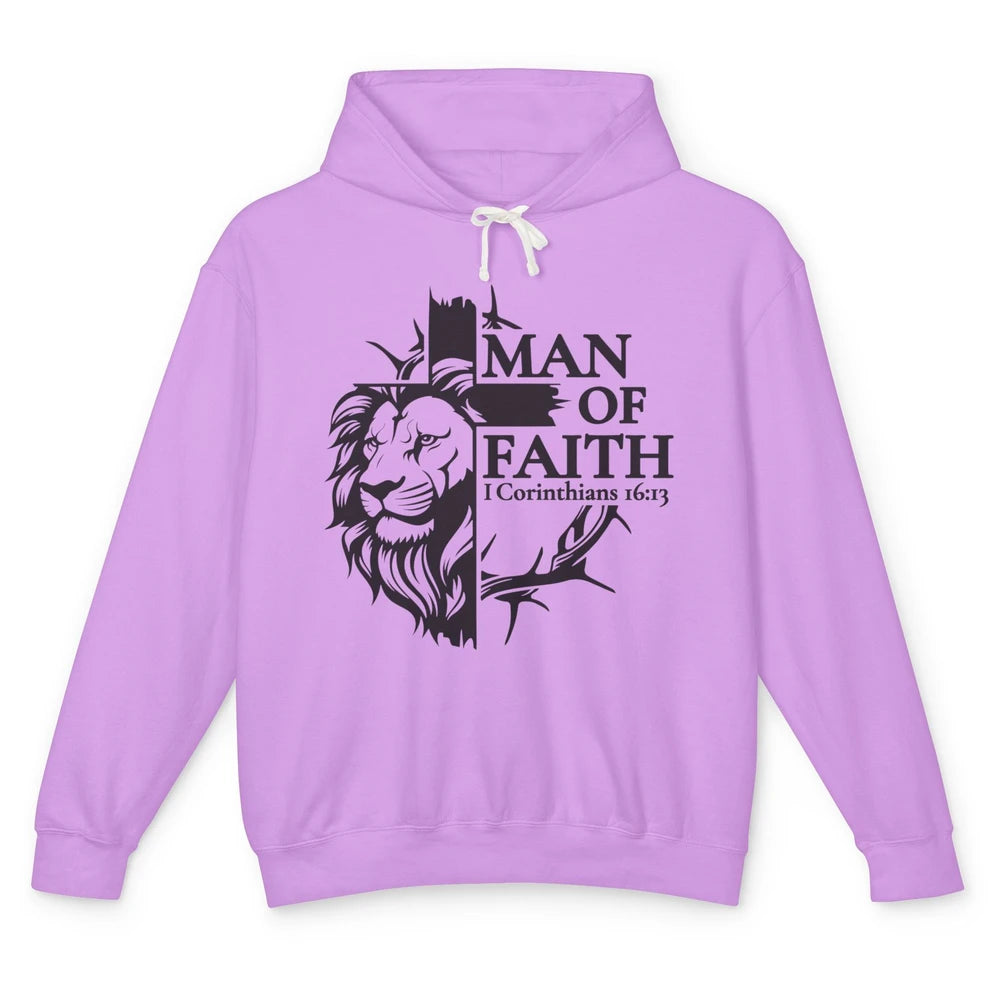 Yeshua Lion Of Judah Man Of Faith Bible Christian Religious Unisex Lightweight Hoodie