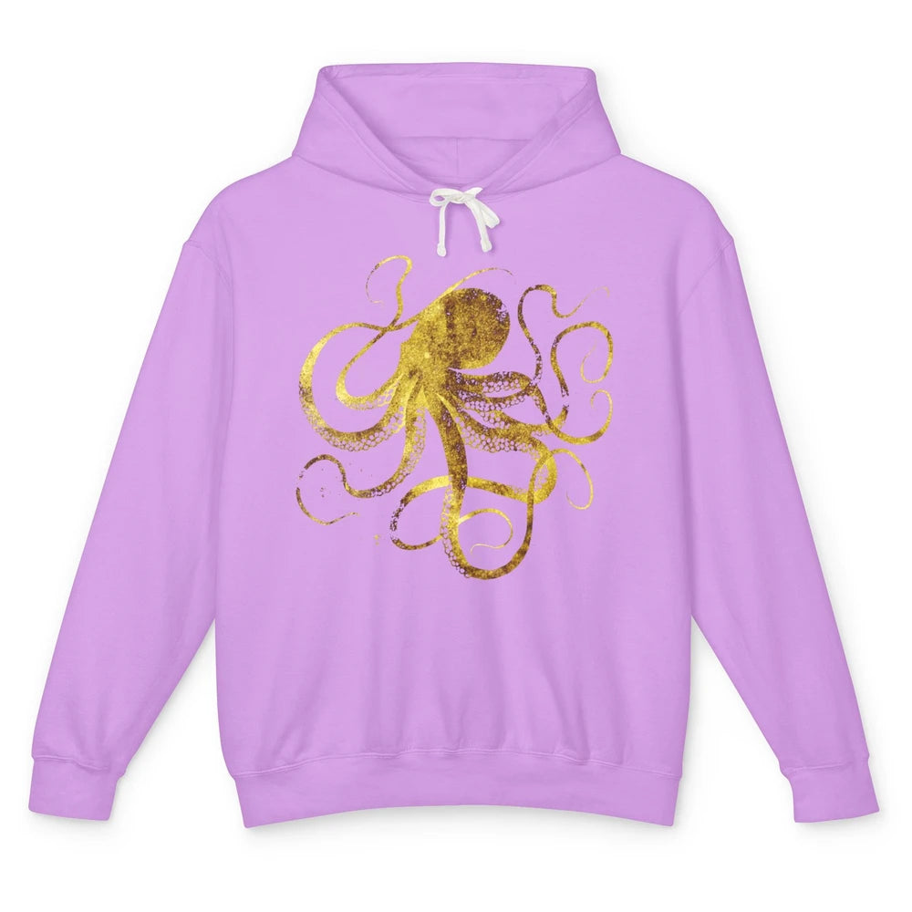 Squid Optical Illusion Octopus Japanese Calligraphy Gyotaku Unisex Lightweight Hoodie