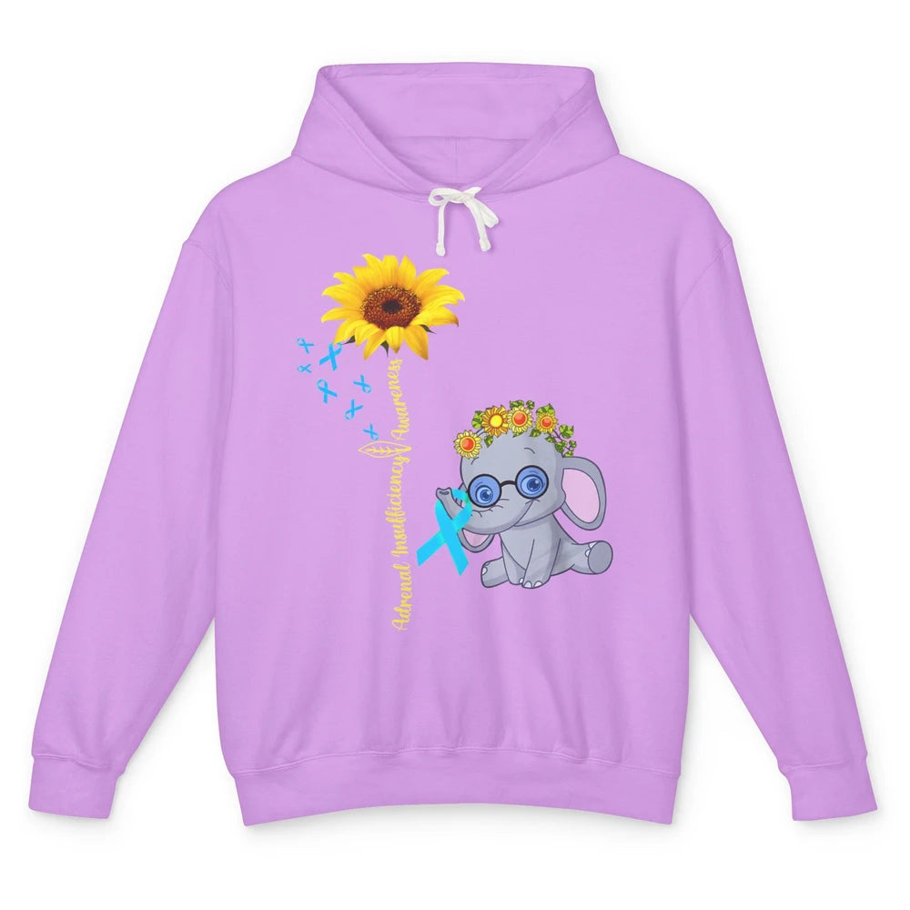 Adrenal Insufficiency Awareness Baby Elephant Sunflower Unisex Lightweight Hoodie