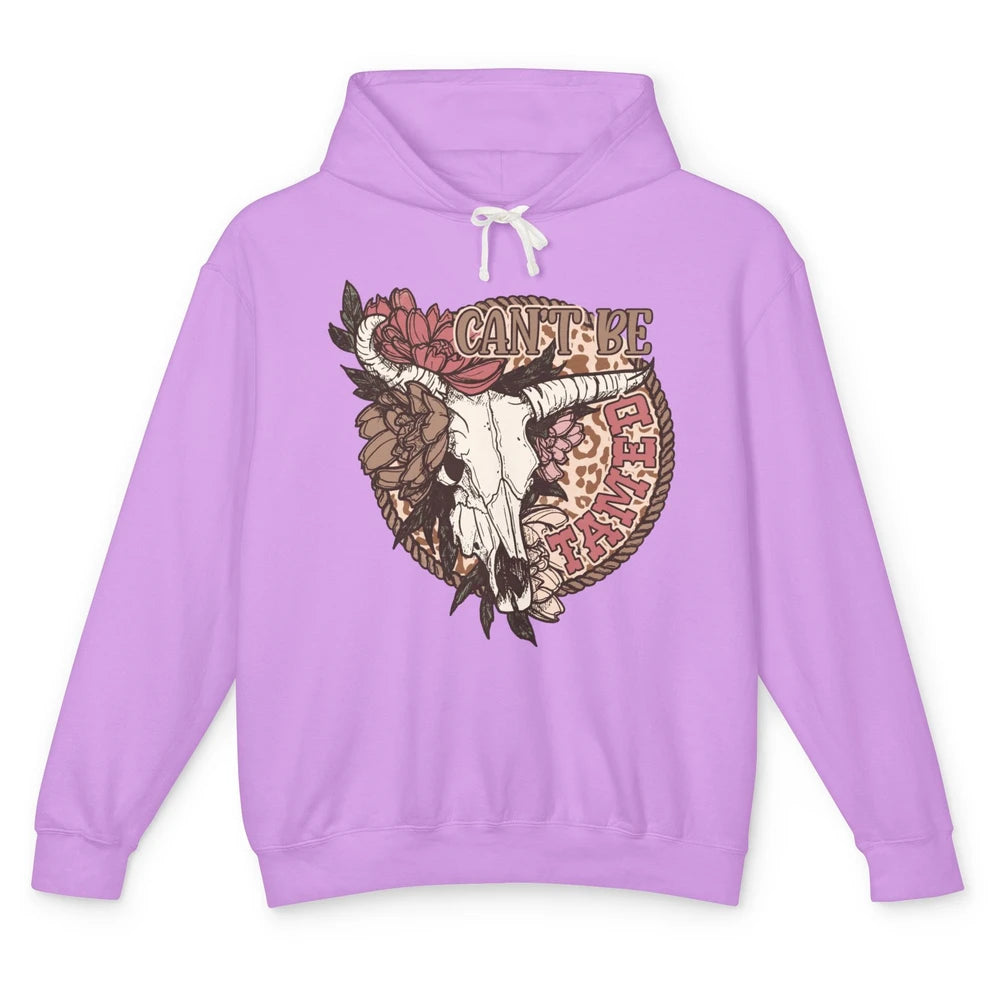 Floral Boho Bull Skull Can't Be Tamed Desert Western Country Unisex Lightweight Hoodie