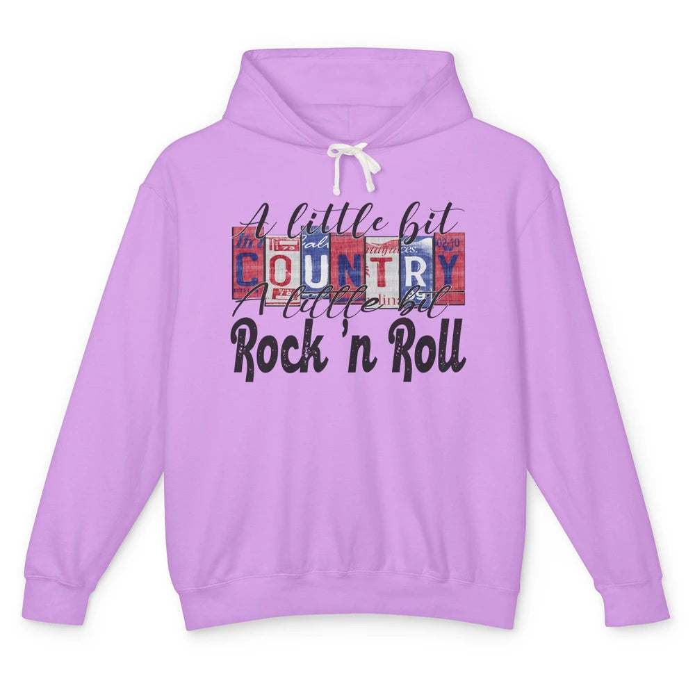 Retro A Little Bit Country A Little Bit Rock n Roll Western Unisex Lightweight Hoodie