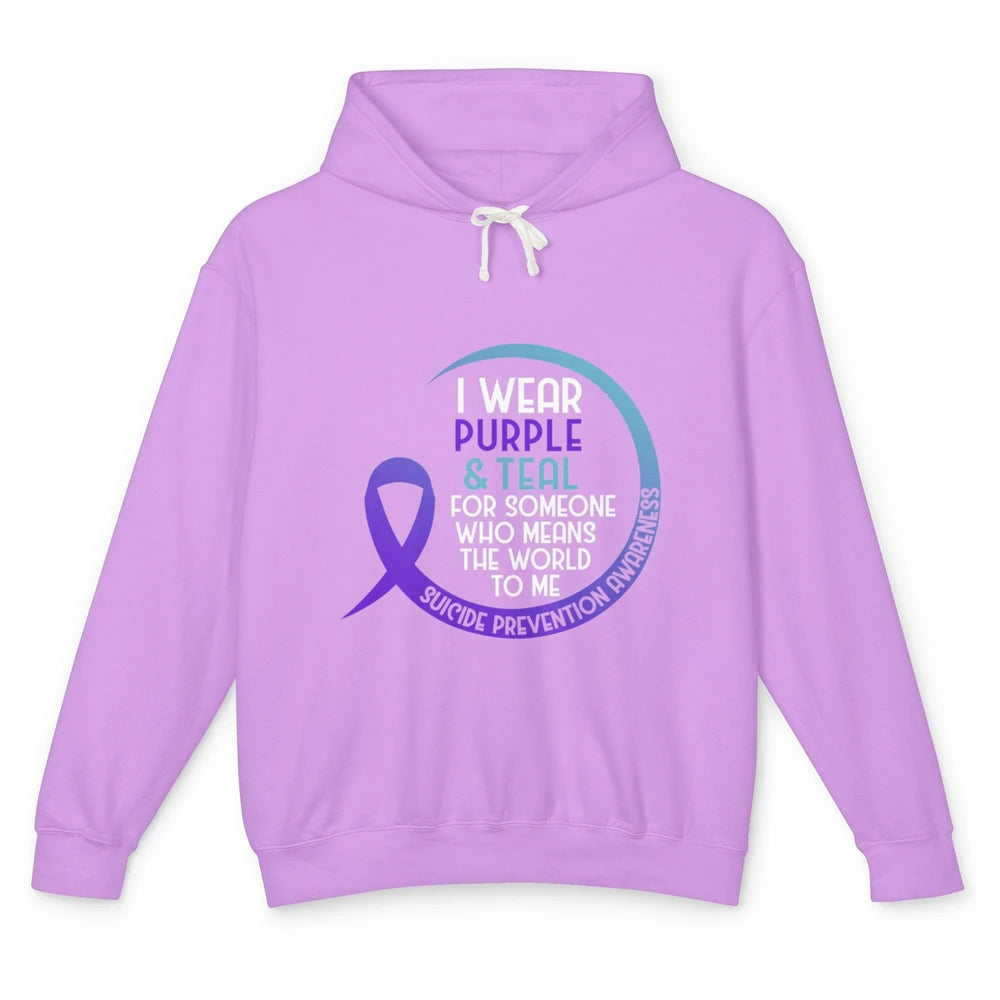 Wear Purple And Teal Ribbon Warrior Suicide Prevention Month Unisex Lightweight Hoodie