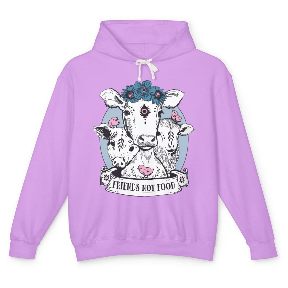 Friends Not Food Vegetarian Vegan Goat Animal Liberation Unisex Lightweight Hoodie