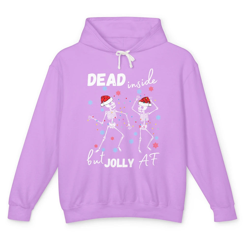 Dancing Skeleton Dead Inside But Jolly AF Christmas Costume Unisex Lightweight Hoodie