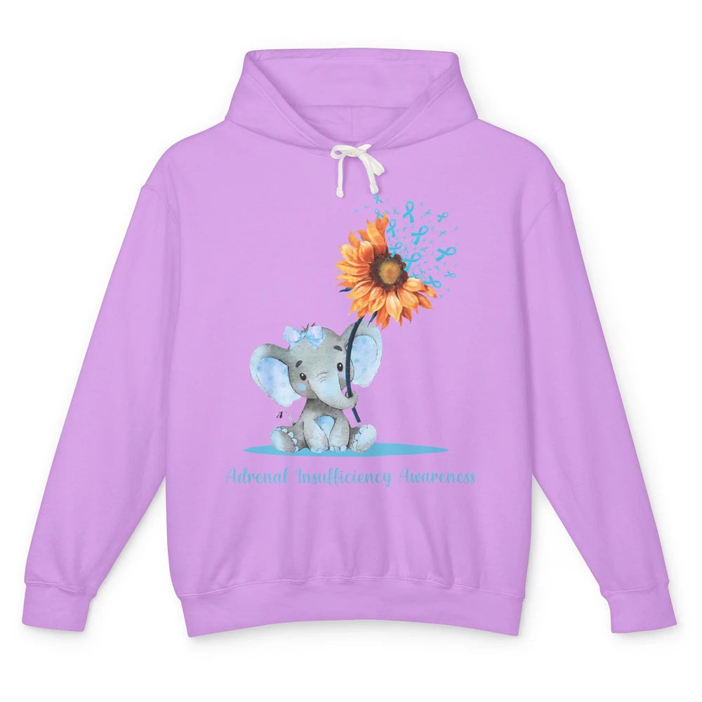 Adrenal Insufficiency Awareness Baby Elephant Sunflower Unisex Lightweight Hoodie