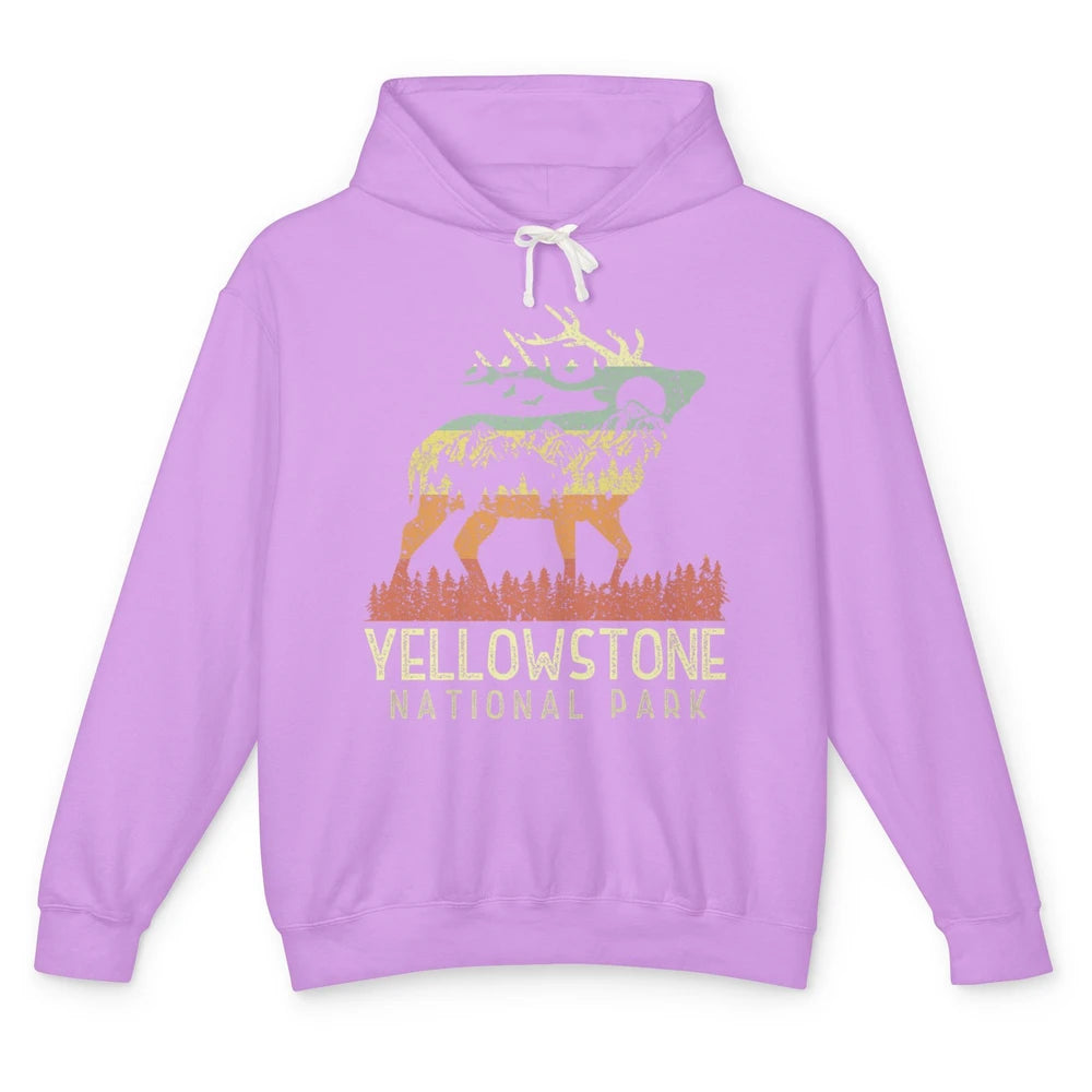 Yellowstone National Park Reindeer Mountains Vintage Outdoor Unisex Lightweight Hoodie